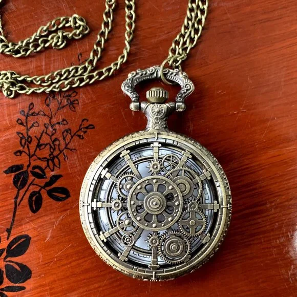 Vintage Style Copper Quartz Pocket Watch - Picture 2 of 11